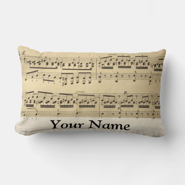 Vintage Music Sheet Lumbar Pillow (Front)