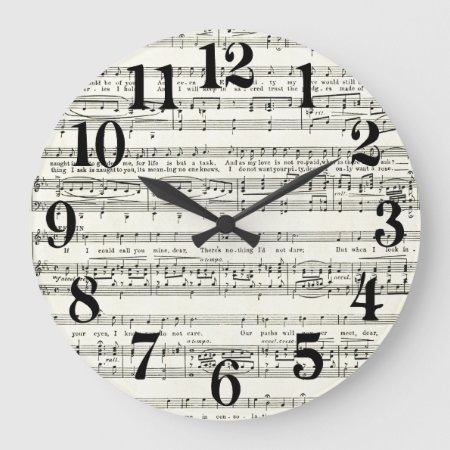 Vintage Music Sheet,musical Notes Large Clock