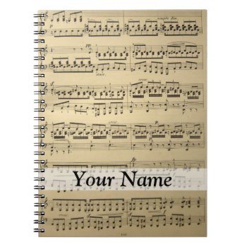 Vintage Music Sheet Notebook by Patternzstore at Zazzle