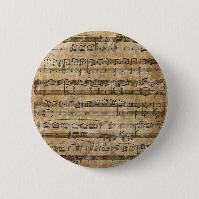 Vintage Music Sheet Pinback Button (Front)