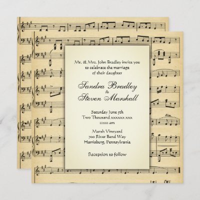 Vintage Music Sheet Wedding Invitation