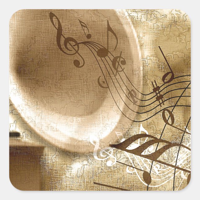 Vintage Music Square Sticker (Front)