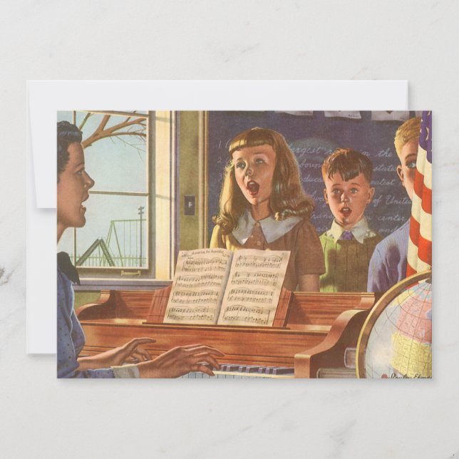 Vintage Music Teacher Teaching Students to Sing (Front)