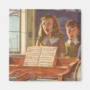 Vintage Music Teacher Teaching Students to Sing Magnet