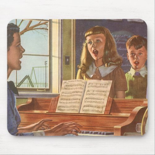 Vintage Music Teacher Teaching Students to Sing Mouse Pad