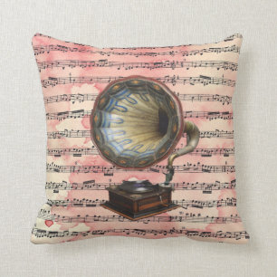 Vintage Music Throw Pillow