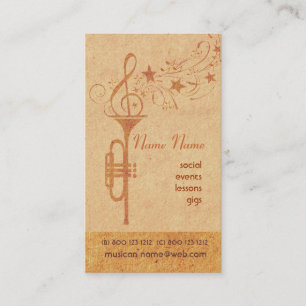 Vintage Music Trompet Horn School  Band Player Business Card