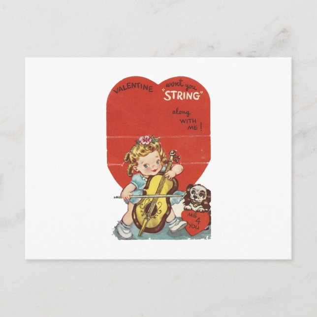 Vintage "Music" Valentine Holiday Postcard (Front)