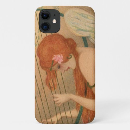 Vintage Music Victorian Angel Musicians Flute Harp iPhone 11 Case