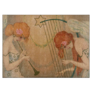 Vintage Music Victorian Angel Musicians Flute Harp Cutting Board