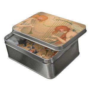 Vintage Music Victorian Angel Musicians Flute Harp Jigsaw Puzzle