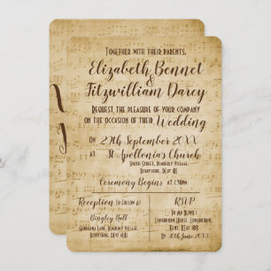 Vintage Music Wedding Invitation
