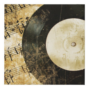 vintage musical background faux canvas print