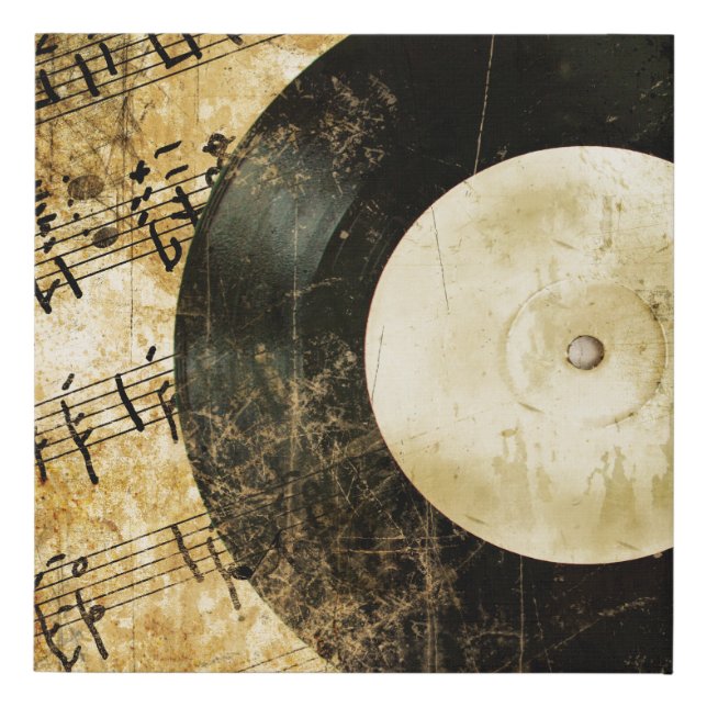 vintage musical background faux canvas print (Front)