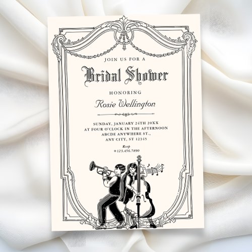 Vintage musical bridal shower invitation