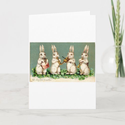 Vintage Musical Bunnies Holiday Card