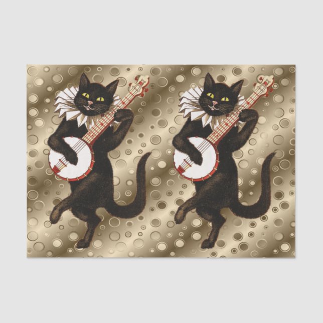 vintage musical cat tissue paper (Front)