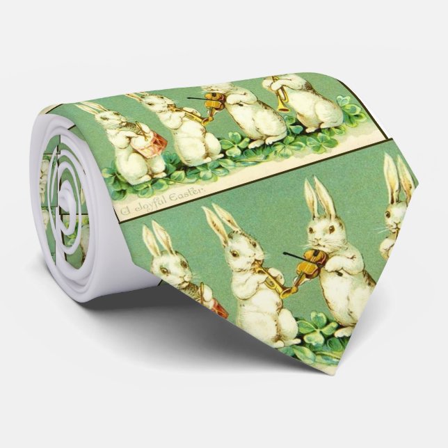Vintage Musical Easter Bunnies Neck Tie (Rolled)