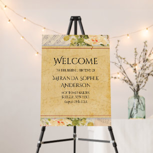 Vintage Musical Floral Bridal Shower Welcome Sign
