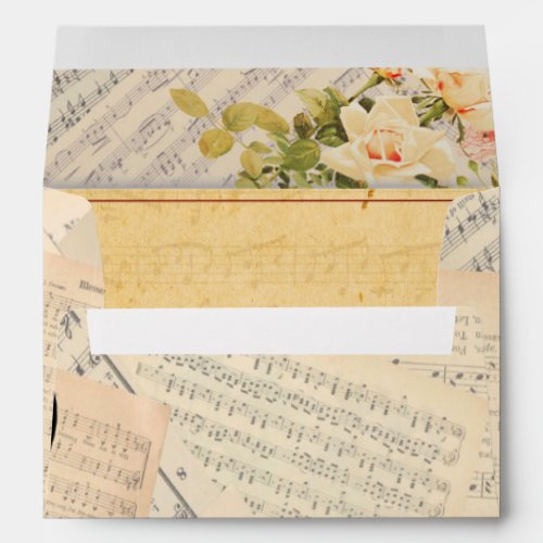 Vintage Musical Floral Wedding  Envelope