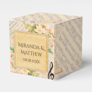 Vintage Musical Floral Wedding  Favor Boxes