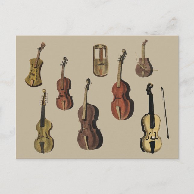 Vintage musical instruments with violins postcard (Front)