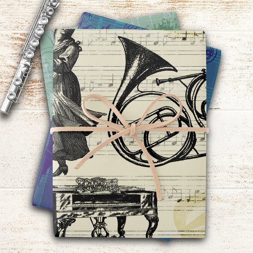 Vintage Musical Instruments Wrapping Paper Sheets