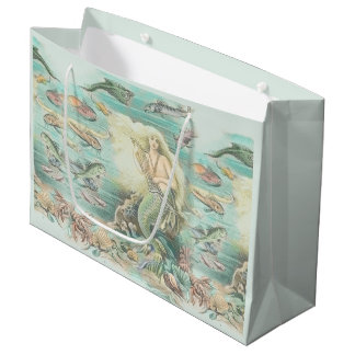 Vintage Musical Mermaid Under the Sea Party Large Gift Bag