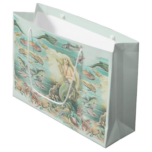 Vintage Musical Mermaid Under the Sea Party  Large Gift Bag