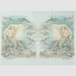 Vintage Musical Mermaid Under the Sea Party Tissue Paper