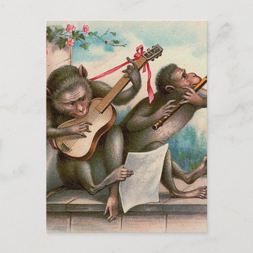 Vintage Musical Monkeys Postcard