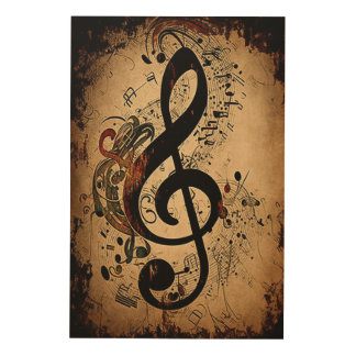 Vintage Musical Notes Wood Wall Art