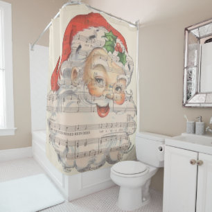 Vintage Musical Santa Claus Shower Curtain