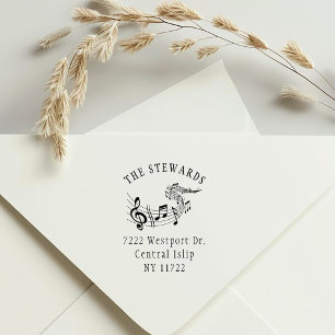 Vintage Musical Score Elegant Return Address Rubber Stamp