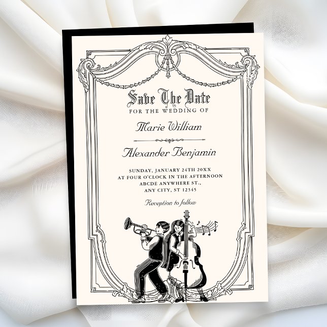 Vintage musical wedding save the date (Creator Uploaded)