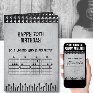 Vintage Musician 70th Guitar Birthday Card