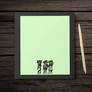 Vintage Musician Black Cats Music Notes