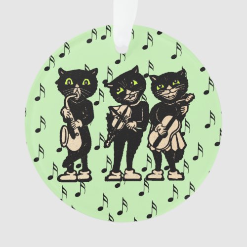 Vintage Musician Black Cats Music Notes Ornament