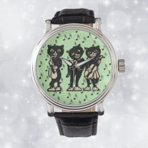 Vintage Musician Black Cats Music Notes