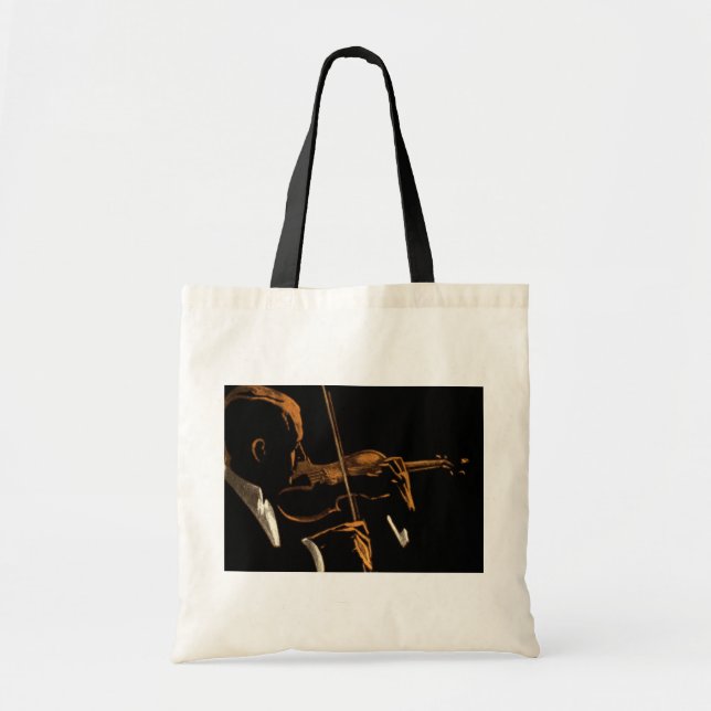 Vintage Musician, Violinist Playing Violin Music Tote Bag (Front)