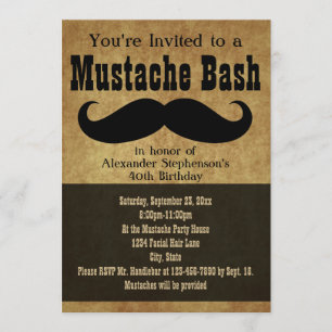 Vintage Mustache Bash Invitation
