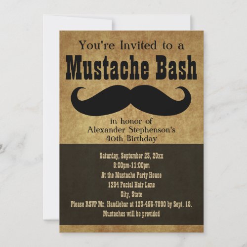 Vintage Mustache Bash Invitation