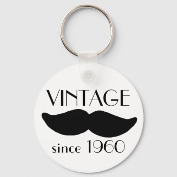 Vintage Mustache Keychain by RenImasa at Zazzle