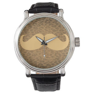 Vintage Mustache on Leopard Watch