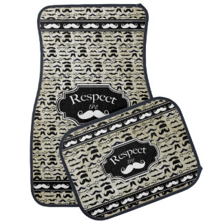 Vintage Mustache Respect the Stache Pattern Car Floor Mat