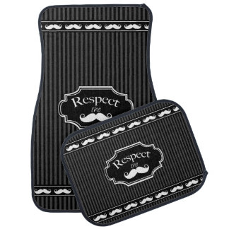 Vintage Mustache Respect the Stache Pattern Car Mat