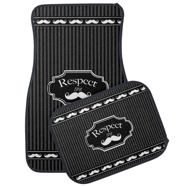 Vintage Mustache Respect the Stache Pattern Car Mat (Set)