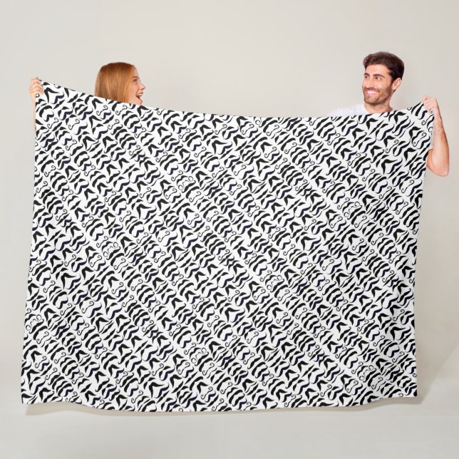 Vintage Mustache Respect the Stache Pattern Fleece Blanket (In Situ)