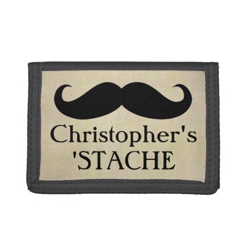 Vintage Mustache Stache Stash Tri_fold Wallet