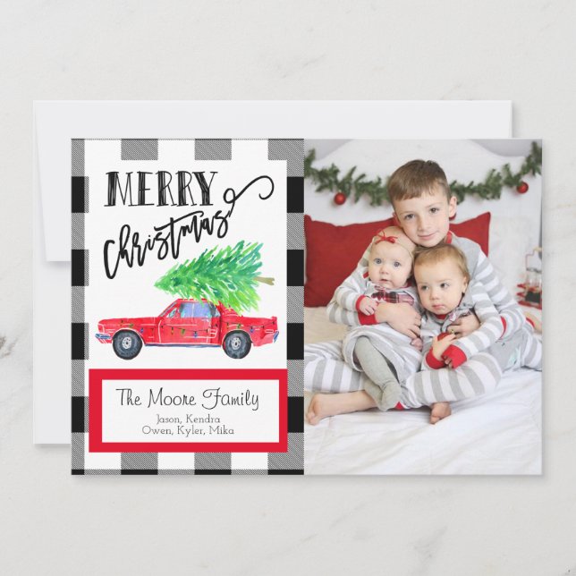 Vintage Mustang Christmas Photo Card (Front)